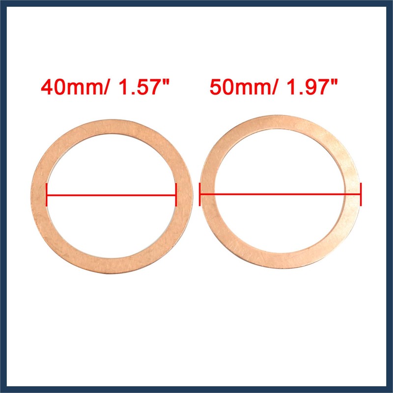 INFINAUTO 2 Pcs 40mm Inner Diameter Copper Washers Flat Gasket