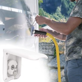 Spoliaccio RV Water Fill Inlet with Cover Gravity Water Fill Inlet, Square Magnetic Attraction and Lock Keys Double Protection City Fresh Water Connection for RV Camper Motorhome Boats (White)