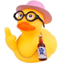 Mwmoeen Rubber Duck Car Dashboard Decorations Duck Car Ornaments with Top Hat Sunglasses Nice Prop for Car Accessories, 9 cm