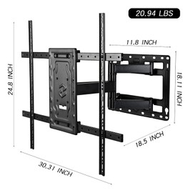 DYZJREL Full Motion TV Wall Mount for 32-75 Inch TVs, VESA Compatible, 150 lbs Weight Capacity, Adjustable Tilt & Swivel, Easy Centering & Quick Installation