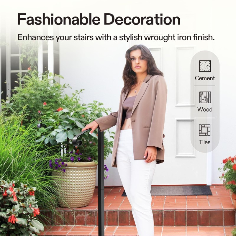 VIVOSUN Outdoor Handrail, 2 Step Stair Handrail, 22" x 39"