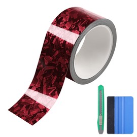 Lypumso Gloss Forged Carbon Fiber Tape for Chrome Delete Door Sill Protector Window Trim Blackout Vinyl Wrap, Car Auto Vehicle DIY Detailing Protection Film with Tool Kit (Red, 2inch x 30ft)