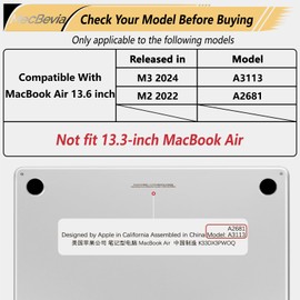 MecBevia Compatible with MacBook Air 13.6 inch Case M3 M2 2024-2022, Model A3113 A2681 Plastic Hard Shell Cover & Keyboard Cover & Screen Protector & Webcam Cover & Type-C Adapter, Daisies