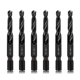 DKIBBITH 6 Packs M6 Combination Drill & Taps Bit Set, Screw Threading Tapping Tools in Size M6*1.0 with Anti-Rust Black Coating, 1/4" Hex Shank and Storage Case