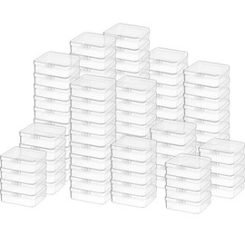100 Pcs Clear Plastic Beads Storage Containers Box Small Clear Box with Hinged Lid Small Plastic Case Mini Square Arts Crafts Storage Boxes Organizers for Small Items (2.9 X 2.9 X 1 Inch)