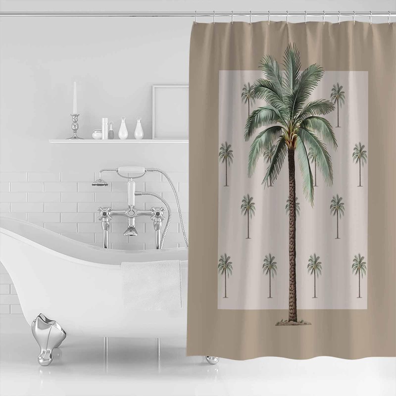 Palm Tree Shower Curtain Set with Hook 60" x 72",Tropical