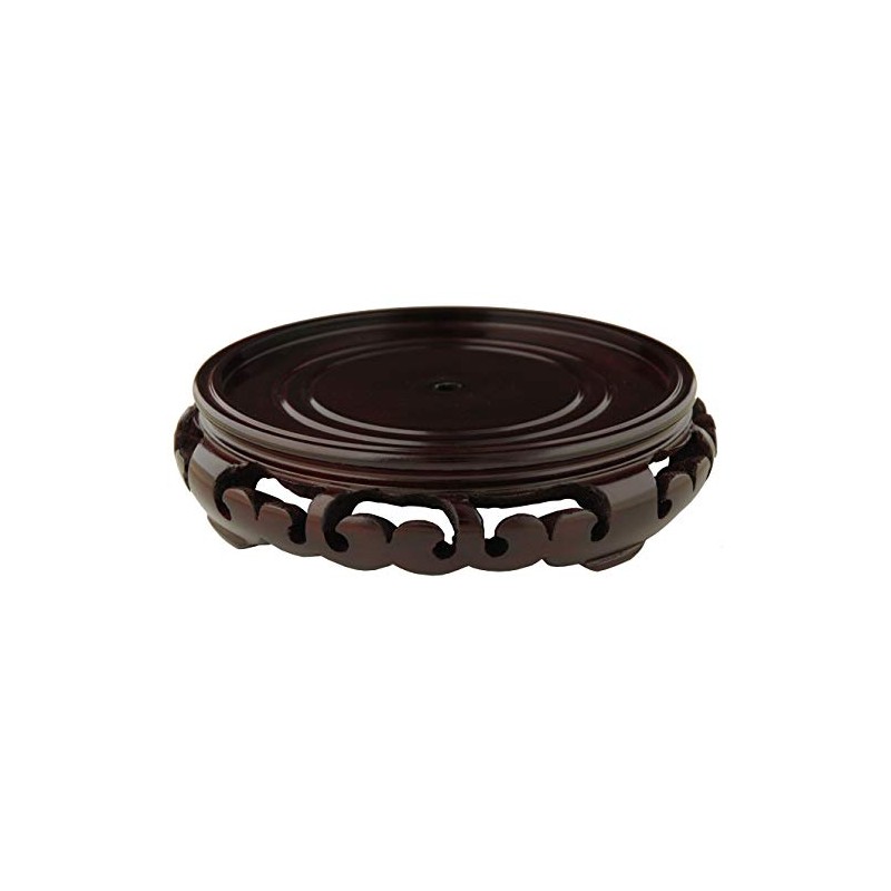 Red Lantern Rosewood Carved Pedestal Stand - (Size 7 in.