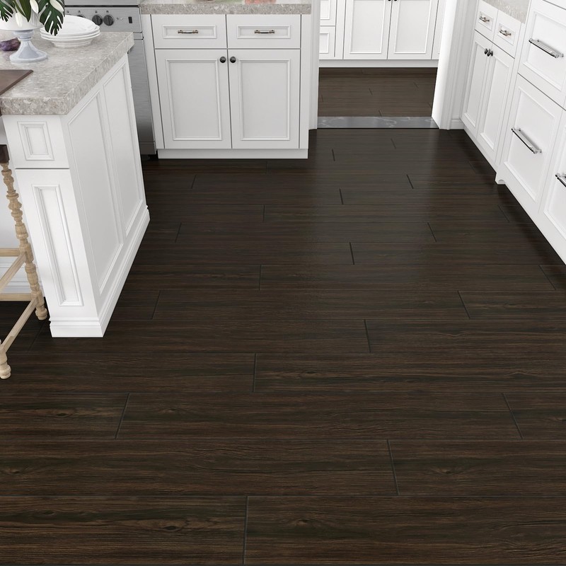 Wallderful 16 Pack Wood Peel and Stick Floor Tile Brown
