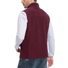 Pioneer Camp Mens Fleece Vest Outerwear Full-Zip Polar Casual Lightweight Winter Sleeveless Outerwear with 5 Pockets Soft Warm Travel Vest(Wine Red)