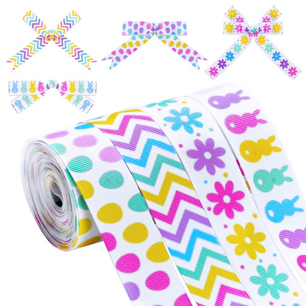 Pineraap 4 Rolls 20 Yards Easter Grosgrain Ribbon 1 Inch