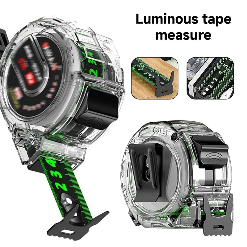 2 Pack 10M/32.8ft Tape Measure, Width 25mm Fluorescent Transparent Steel