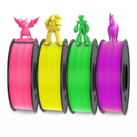 WEEDO PLA Filament 1.75mm Bundle for 3D Printer, 4 Rolls of 250g Pink Yellow Green Purple 3D Printer Filament, Dimensional Accuracy ±0.02mm, Clog-Free, Smoothly Feeding, Tangle-Free