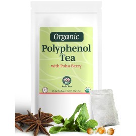 Organic Polyphenol Tea – USA Made, Fair Trade, Sustainable Practices – Antioxidant Polyphenol Rich – Peppermint, Star Anise, Clove & Butterfly Pea Flower – Poha Berry Flavor – 1 Pack of 25 Tea Bags