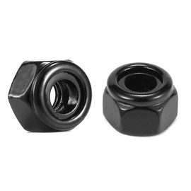Eisbiek Hex Lock Nuts - M6 x 1mm Carbon Steel Nylon Insert Self-Locking Nuts for Fasteners, 50Pcs Black