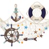 Marsui 11 Pcs Wooden Nautical Wall Decor Fishing Net Decoration,
