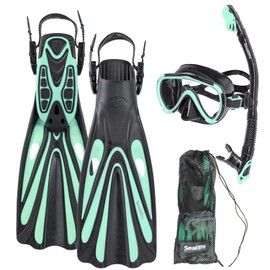Divers Supply Sea Elite Starter Mask, Fin, and Snorkel Package Single Lens (Mint, Small/Medium)
