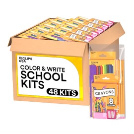 Back to School Supplies Kit for kids, School Supplies Set, school Supply Kit, Colored Pencils For Kids, Color Pencil Set, Crayons Bulk for Classroom, Wooden Pencil #2 (48)