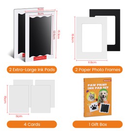 Nabance Paw Print Set Dog Large Format 2 Pieces Baby Footprint Set Footprint Baby Handprint Baby with 2 Photo Frames, No Contact with Colour for Dog and Cat Family Gift
