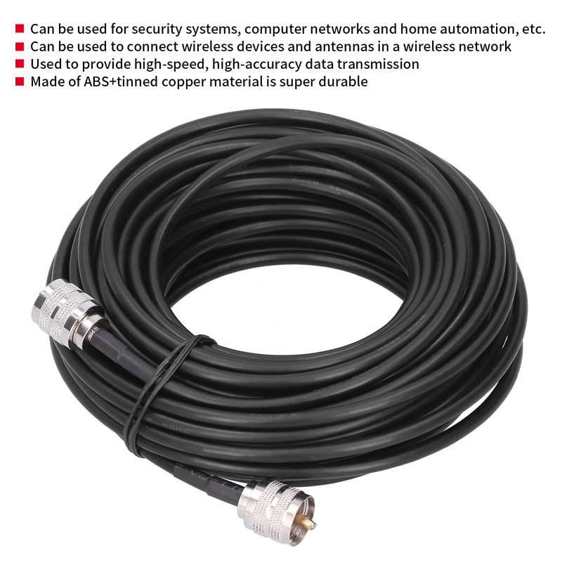 RF Coaxial Cable Black UHF Male to PL259 Electronic Converter