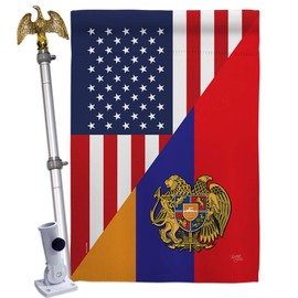 Breeze Decor Armenia US Friendship House Flag Eagle Set Regional American Alliance World Country Particular Area Decoration Banner Small Garden Yard Gift Double-Sided, Made in USA