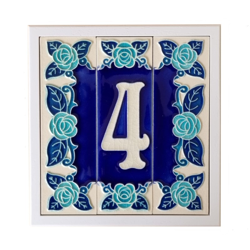 Phosphorescent Hand Painted Italian Ceramic Number & Letter Tiles Rose
