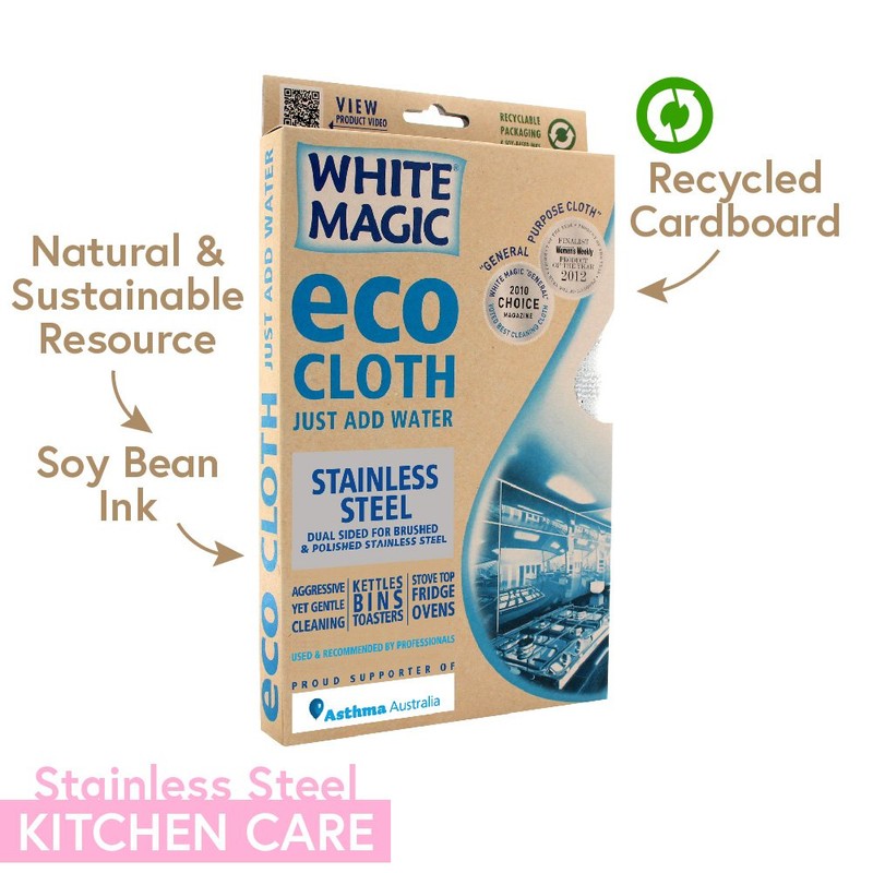 White Magic Microfibre Eco Cloth Stainless Steel Cleaning and Polishing