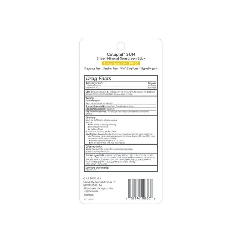 Cetaphil Bloqueador Solar Mineral Facial Stick SPF 50 - Protección