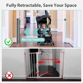 Hardware Mount Retractable Baby Gates for Stairs with Auto-Lock,33" Tall,Extends up to 71" Wide Mesh Double Lock Safety Baby Dog Pet Cat Gate for Doorways,Child Gate for Hallways Kitchen Indoor White