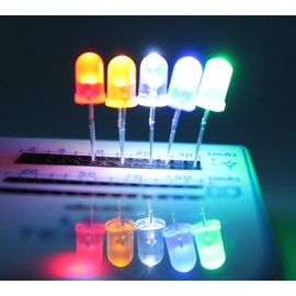 DiCUNO Light Emitting Diodes, 0.2 inch (5 mm), Round Head, 90 Each of White, Red, Green, Blue, Yellow