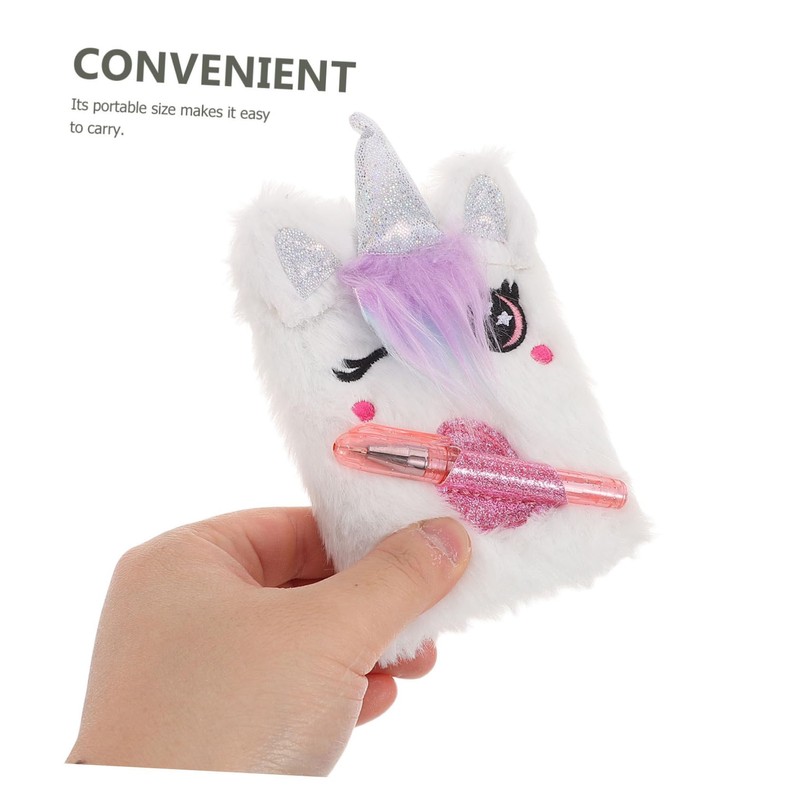 Operitacx 1Set DIY Unicorn Plush Notebook with Pen Portable Journal