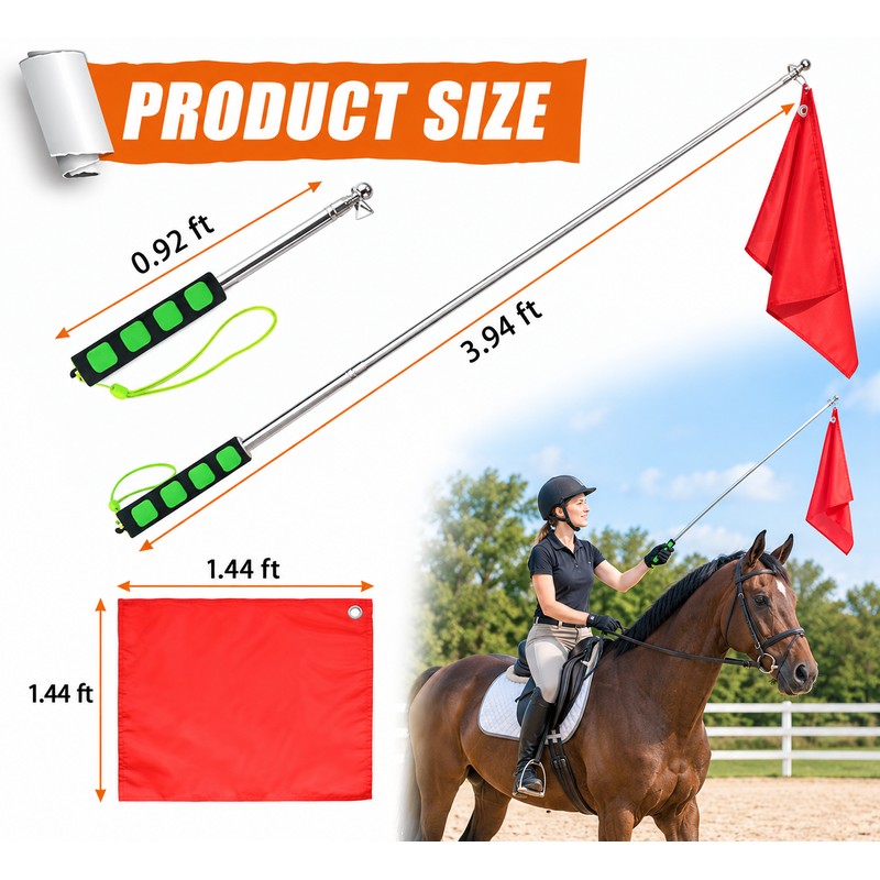 Telescopic Equestrian Training Flag Kit for Horse Training – Red