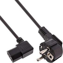 InLine® Power cable, InLine®, Type F angled to IEC connector angled to the right, 1m, black
