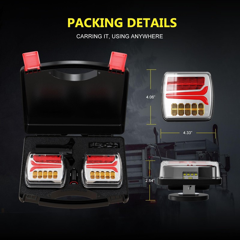 Ciascy 2PCS Rechargeable Magnetic Wireless LED Trailer Rear Lights Kit,