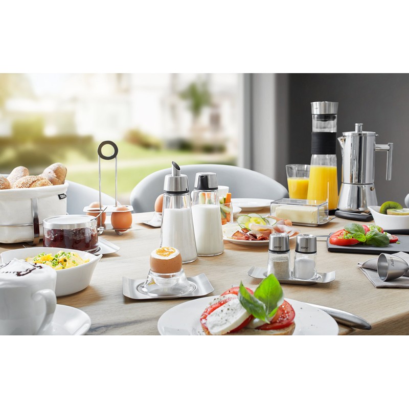 Gefu Eierhalter BRUNCH, Kochhilfe für Eier, Eierkocher manuell, Silber