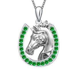 UYBNRK Horse Necklace for Women Horseshoe Necklace 925 Sterling Silver Cubic Zirconia Necklace Horse Shoe Necklace Women Good Lucky Necklace Horse Jewelry Stuff Horse Gifts for Women