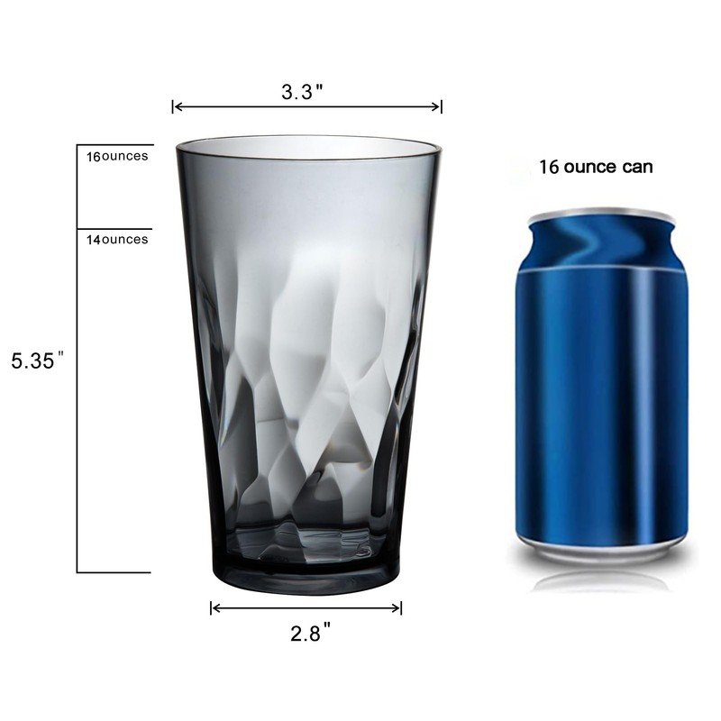 JGIRL Unbreakable Plastic Drinking Glasses, Set of 6, Shatterproof Drinking