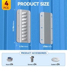 4 Pcs Shipping Container Air Vent Kits, Galvanized Steel Transportation Container Vents, Passive Cross Shipping Container Ventilation Panels for 20ft Storage Containers/Cargo Containers