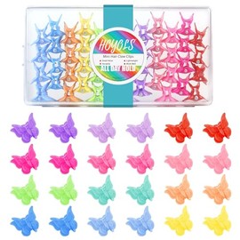 HOYOLS Mini pinzas para el pelo con forma de mariposa, estilo Y2K, para niñas, mujeres y niños, accesorios para trenzas de los 90, 12 colores surtidos, 48 unidades (arcoíris de caramelo)