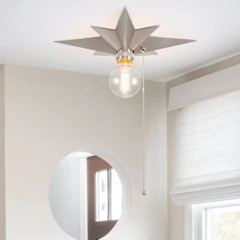 VILUXY Flush Mount Ceiling Light, Satin Nickel Star Light Fixtures Ceiling with Pull Chain On/Off Switch for Hallway, Entryway, Study Room, Bedroom