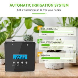 RUNWUSHENG Automatic Plant Waterer Indoor, Indoor Plant Watering Devices with 2 self-Priming Pump, Automatic drip Irrigation kit with 20 Adjustable droppers， self Watering System, programmable Timer