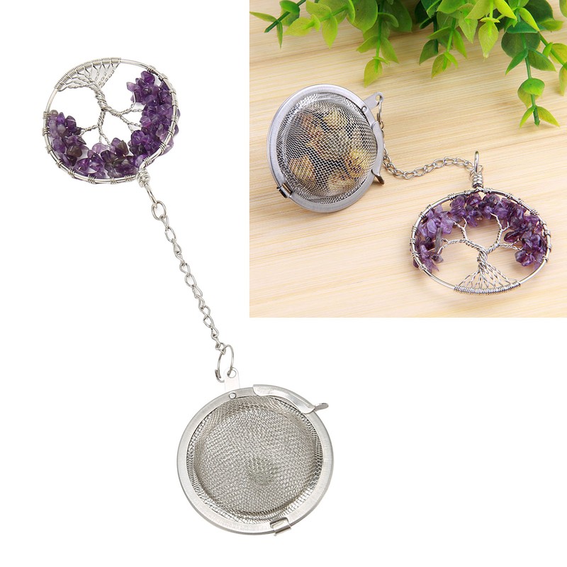 Tea Infuser Artificial Crystal Stone Tea Strainer Stainless Steel Diffuser