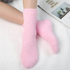 Plush Slipper Socks Women - Colorful Warm Fuzzy Crew Socks Cozy Soft 5 Pairs for Winter Indoor