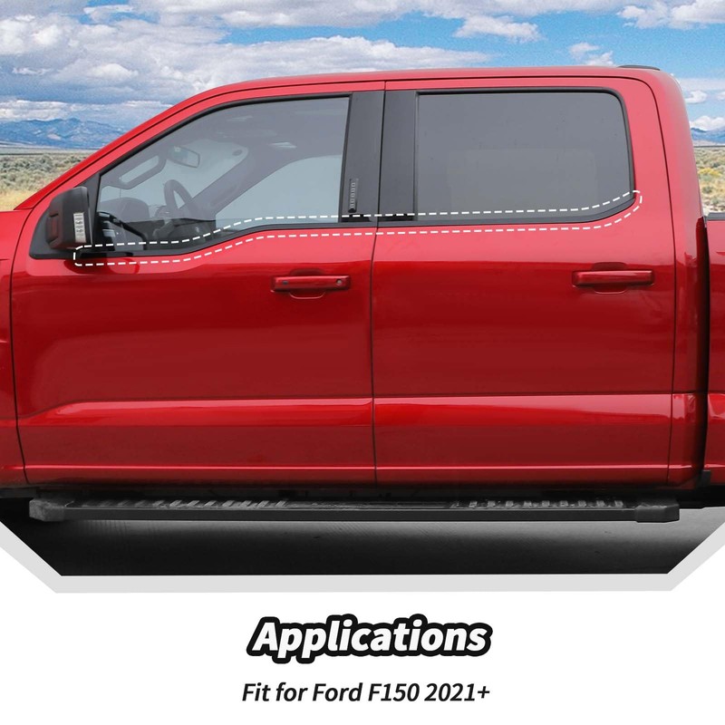 JeCar Window Molding Trim for 2021+ Ford F150 Black Outer