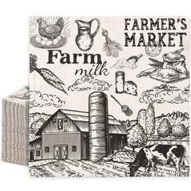 FYSUIMU 50Pcs Milk Farm Paper Napkins Cow House Disposable Luncheon Napkins Vintage Dinner Hand Napkins for Farmhouse Home Party Supplies Table Decor