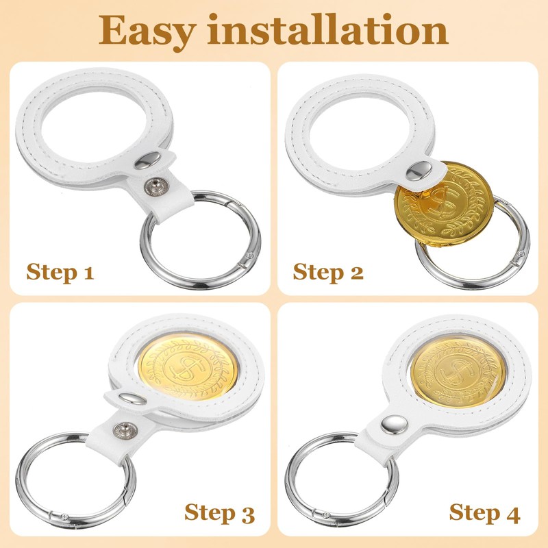 guduling 2 Pcs Coin Holder Keychains,Quarter Holder Keychain,Leather Quarter Keychain,Waterproof