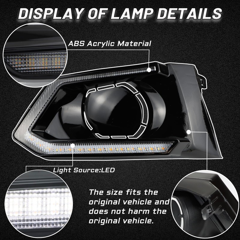 PGTOPONE Switchback White/Amber LED Front Bumper Fog Light DRL Amber