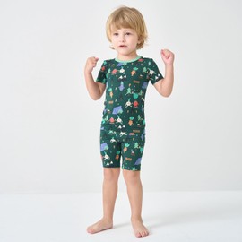 pureborn Kids Viscose from Bamboo Pajamas Set Pjs - Little Boy Short Sleeve Snug Fit Soft Sleepwear 2pcs Fruit & Vegetable 6-7 Years