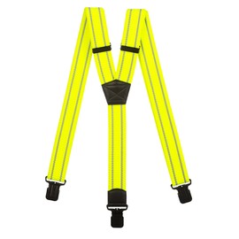 Olata Men’s Hi-Vis Reflective Braces/Suspenders with Extra Wide Straps - 4cm, Black Clips, Y-Shape, Yellow