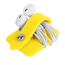 ELFRhino Portable Electronic Device Cover Cord Organizer for Earphones, Yellow