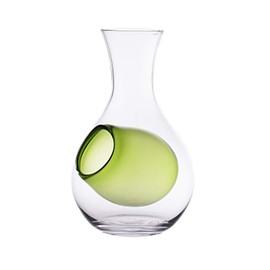 Hinomaru Collection Japanese Cold Sake Glass Decanter Bottle with Ice Pocket Cold Sake Chilled Server Home or Restaurant Use (10 oz Green)